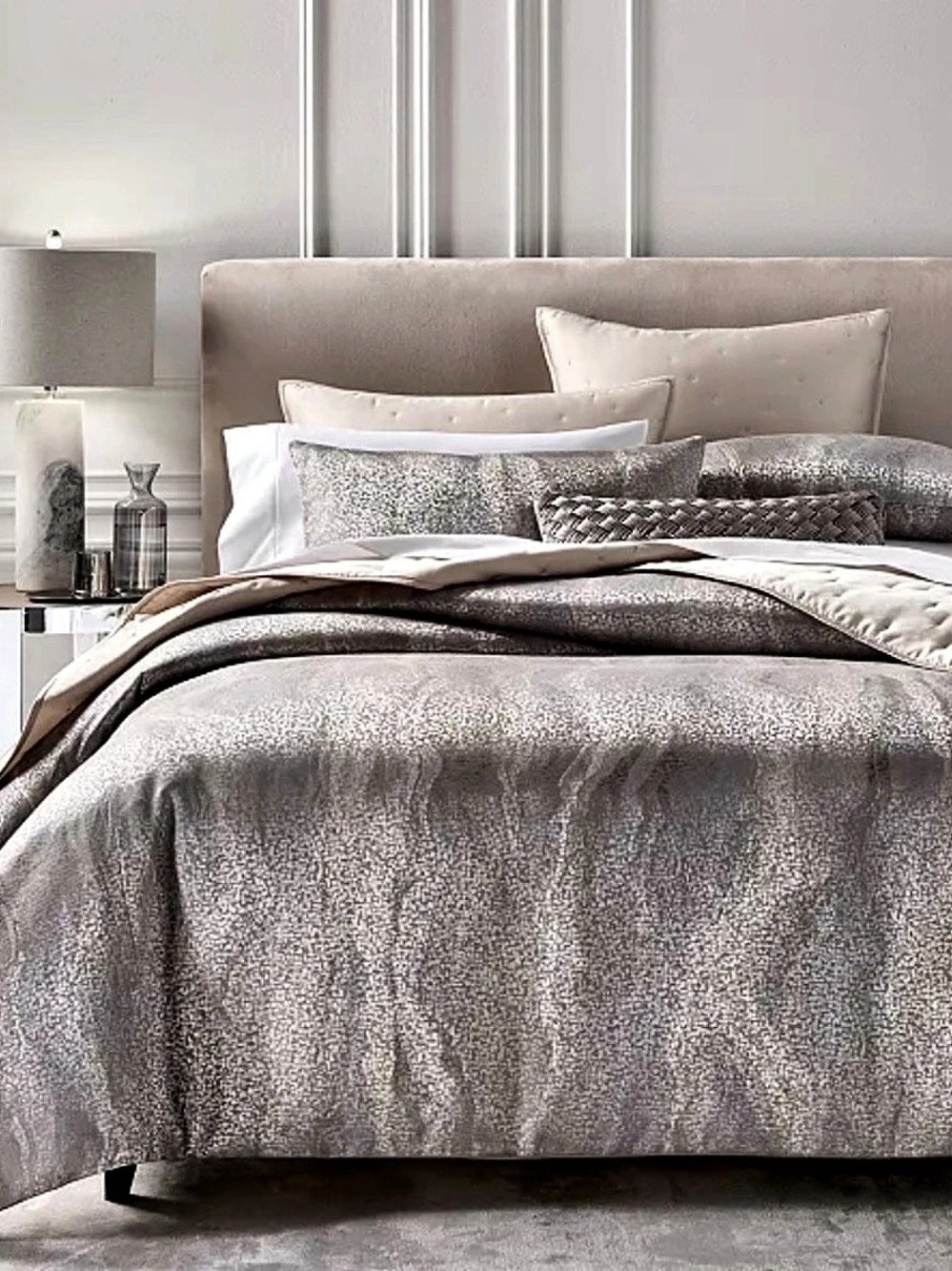 Hotel Collection Terra Comforter Set 3-Piece King Gray & Silver NWT